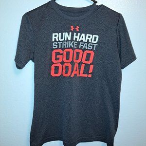 UnderArmour Loose Heatgear YLG Gray Short Sleeve Shirt